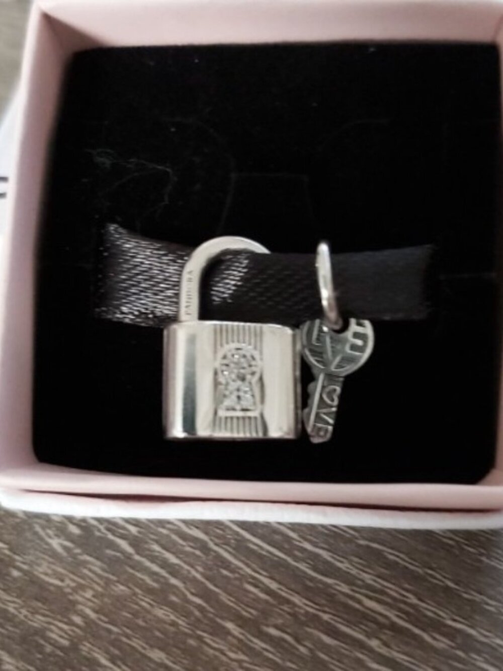 Authentic Pandora Sterling Silver Padlock and Key Dangle Charm 790088C01